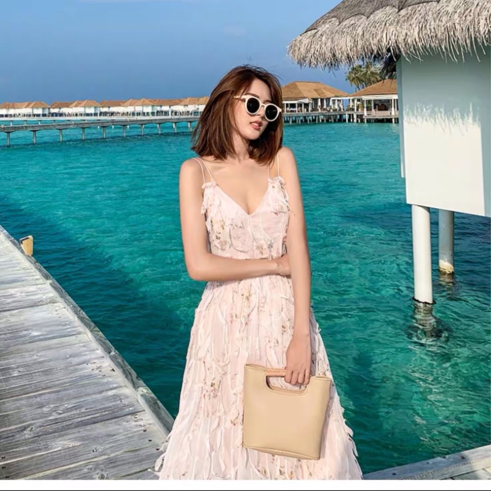 Long dress pink backless